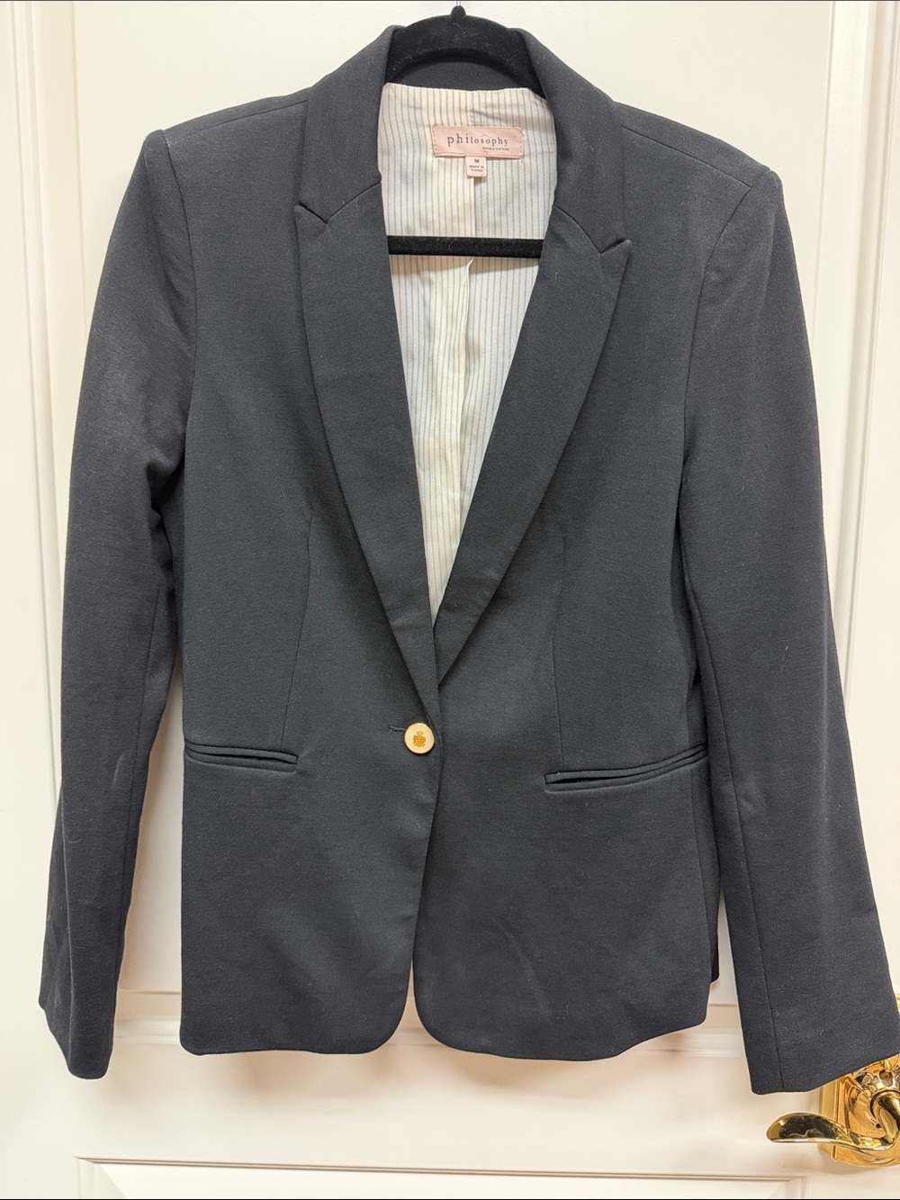 Philosophy Black One-Button Tailored Blazer